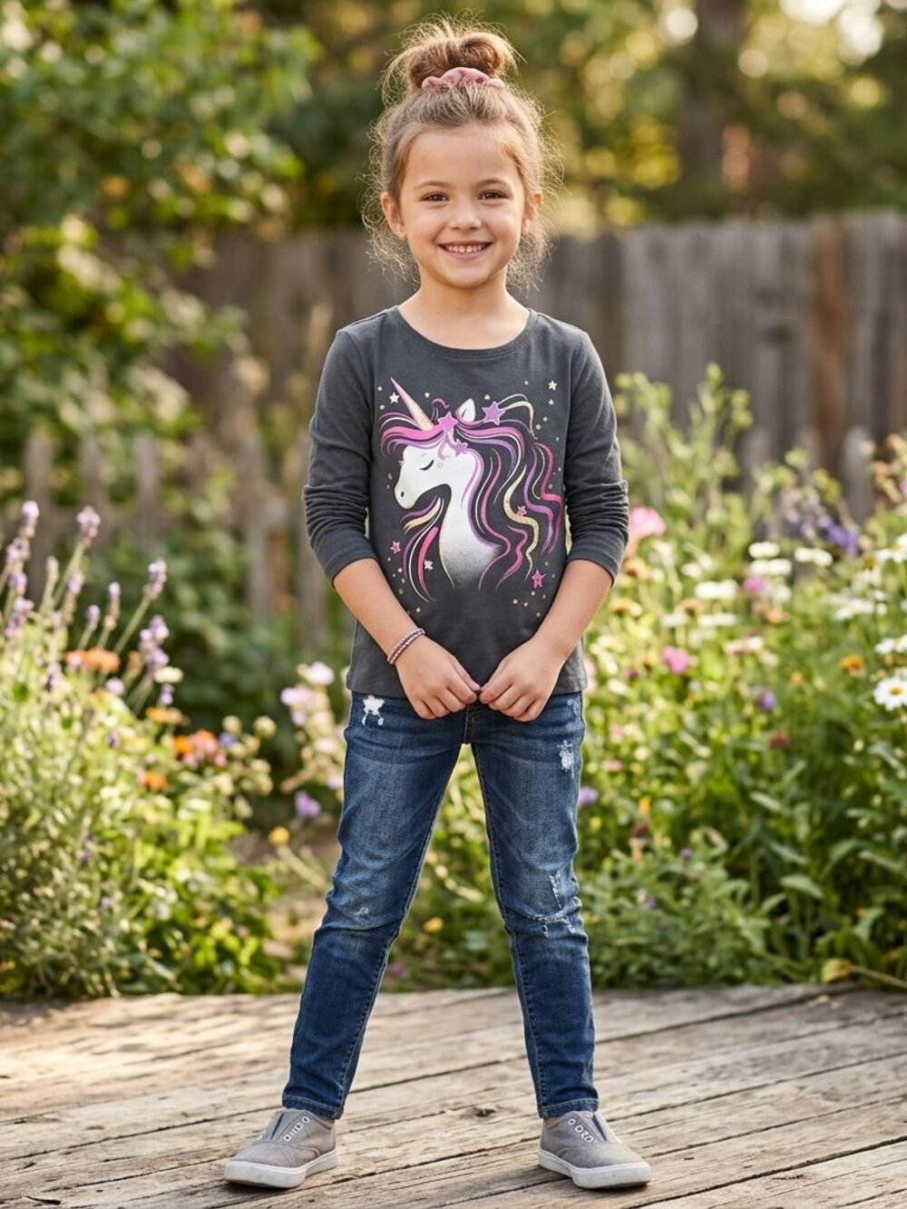 Place kids size L(10/12) Long Sleeve Shirt with Unicorn Design